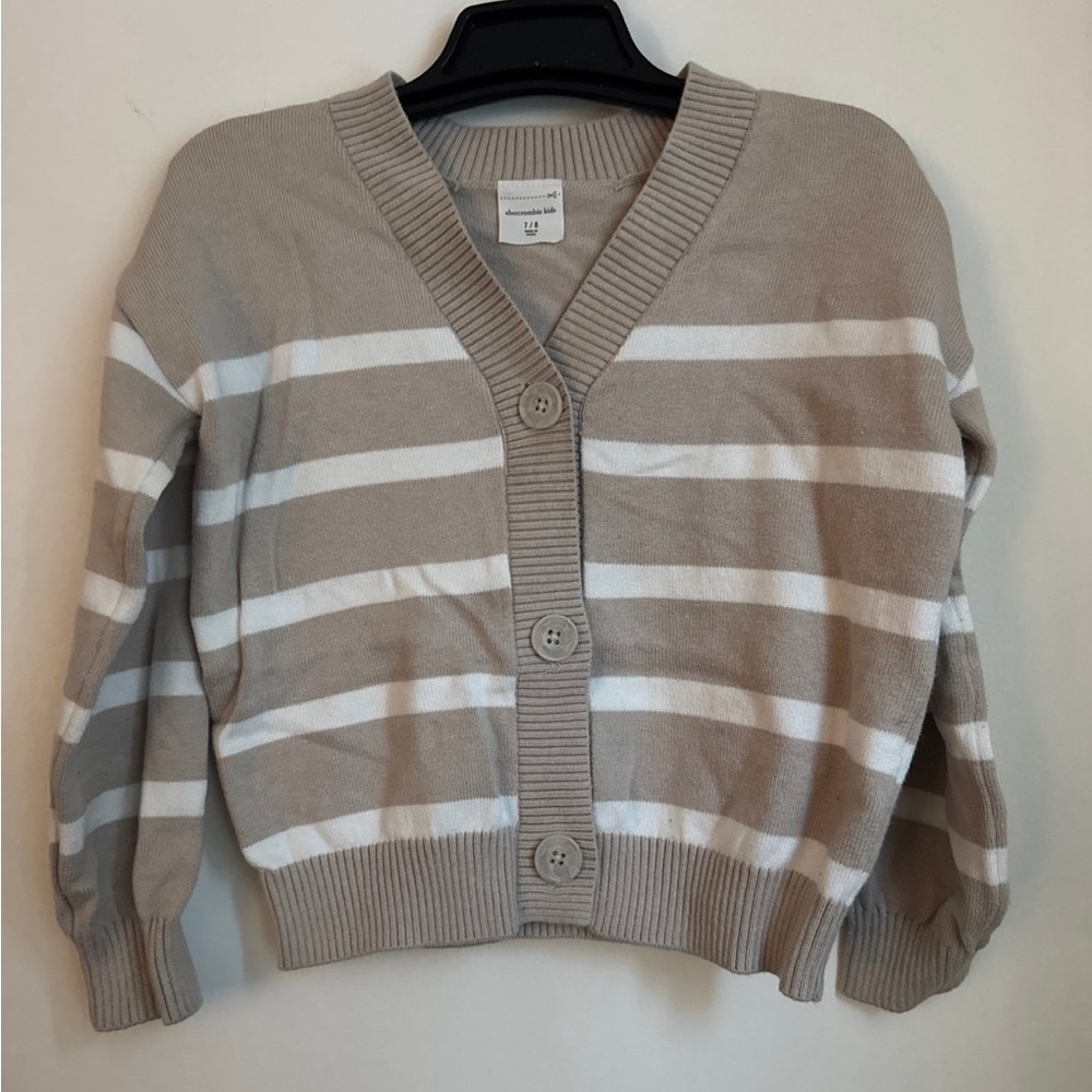 Abercrombie Kids Beige and White Stripe Cardigan